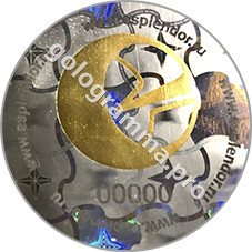 Наклейка голографическая с печатью логотипа фольгой золотом и серебром