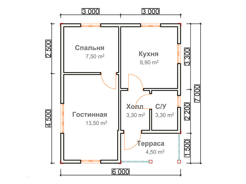 Проект дома 6х7 одноэтажный