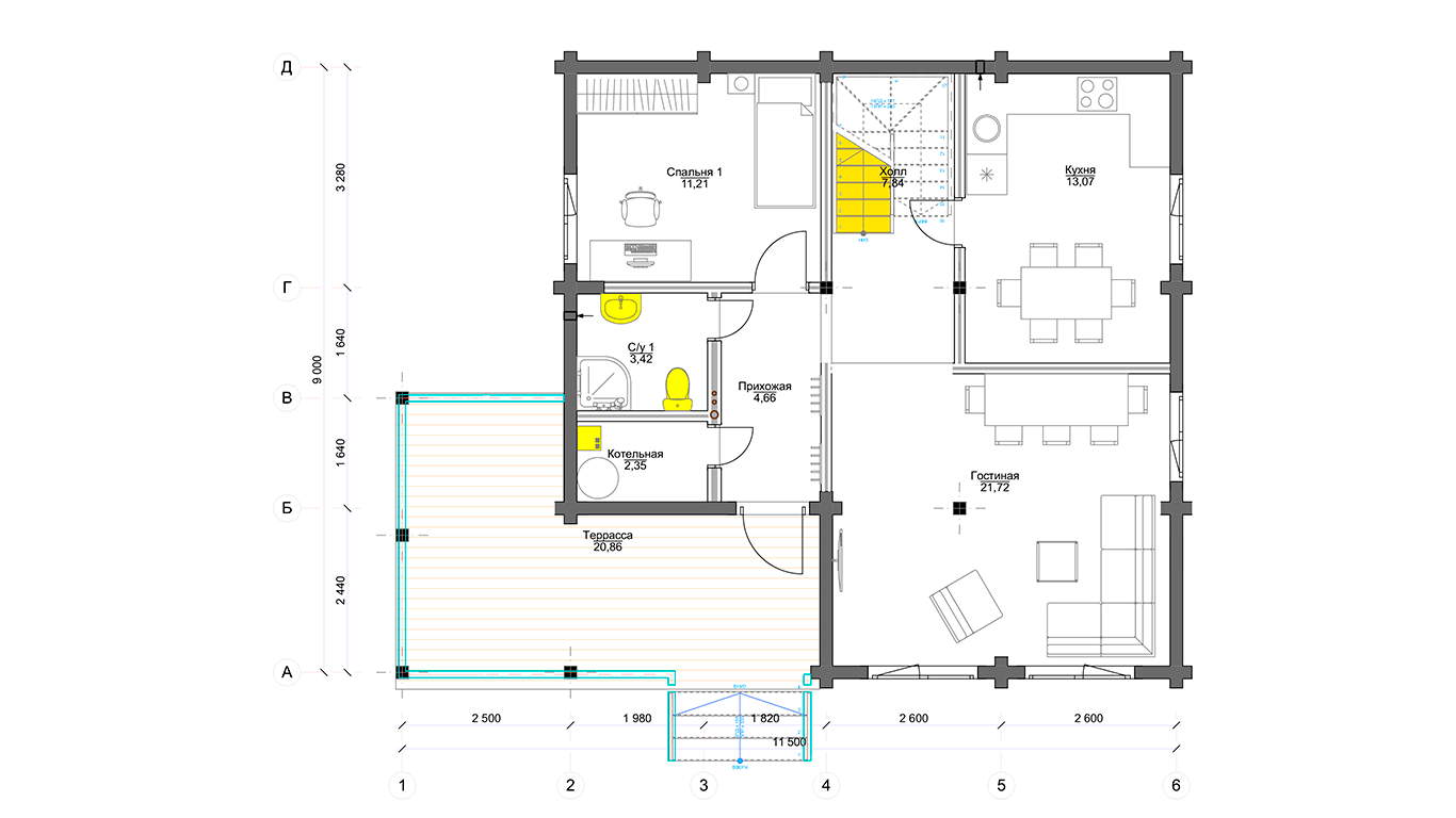 План первого этажа Wolfsburg 1.0 (Дом Вольфсбург)