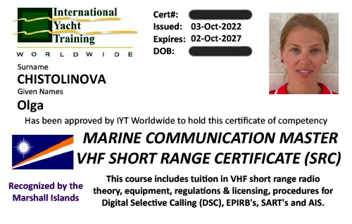 Лицензия VHF IYT