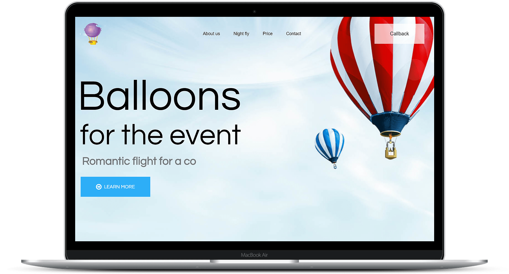 Сайт для фирмы воздушных шаров в сша