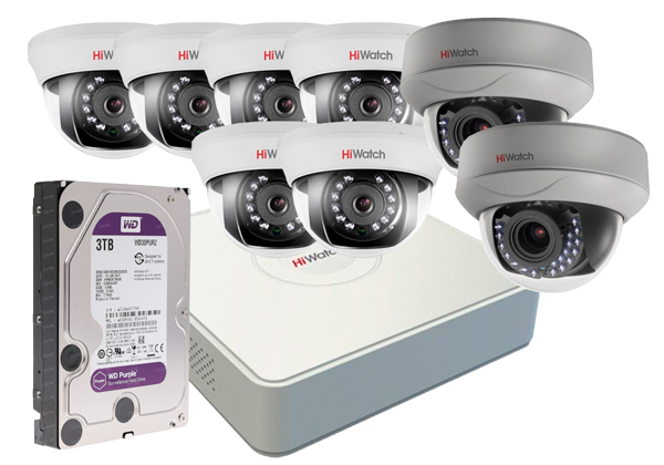 Комплект видеонаблюдения "Магазин у дома+", 6 камеры ds-t201, 2 камеры DS-T207, видеорегистратор DS-H208QA