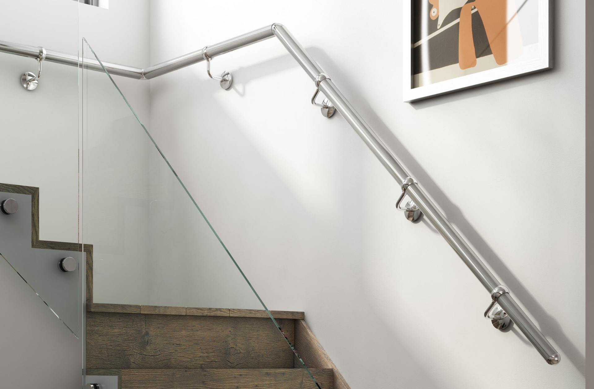 Нержавеющий поручень. Stainless Steel Handrail. Пристенный поручень 800мм. Кронштейн для пристенного поручня d30 для лестницы из нержавейки. Поручень метал. Для лестницы LXH 75см.