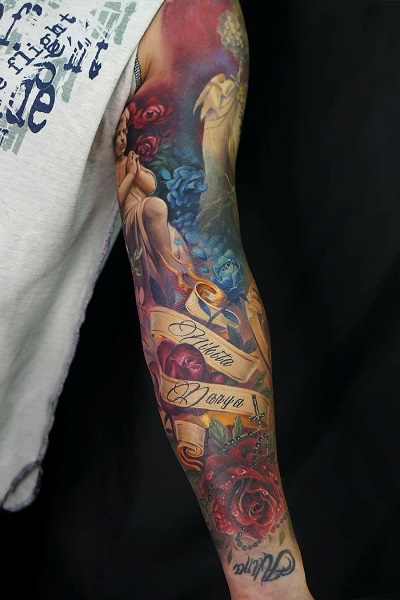 татуировка фотография эскиз мужская на руке медведь