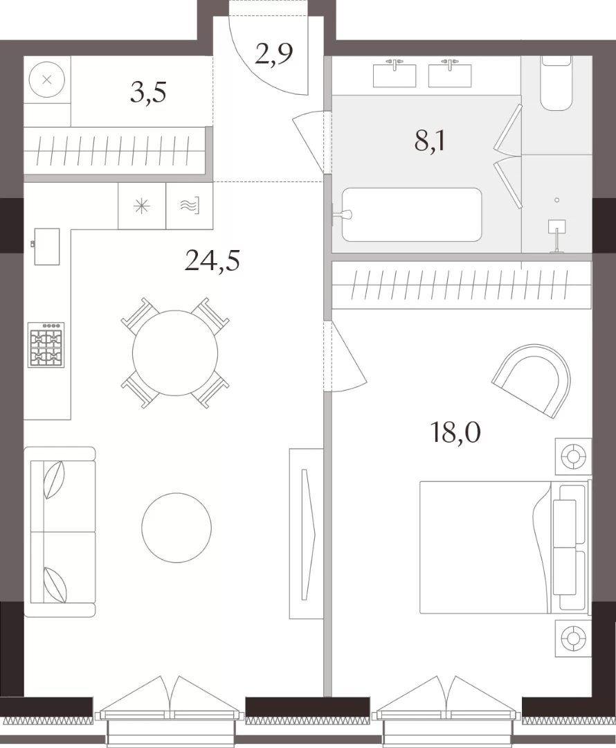 Планировки 1-комнатных квартир