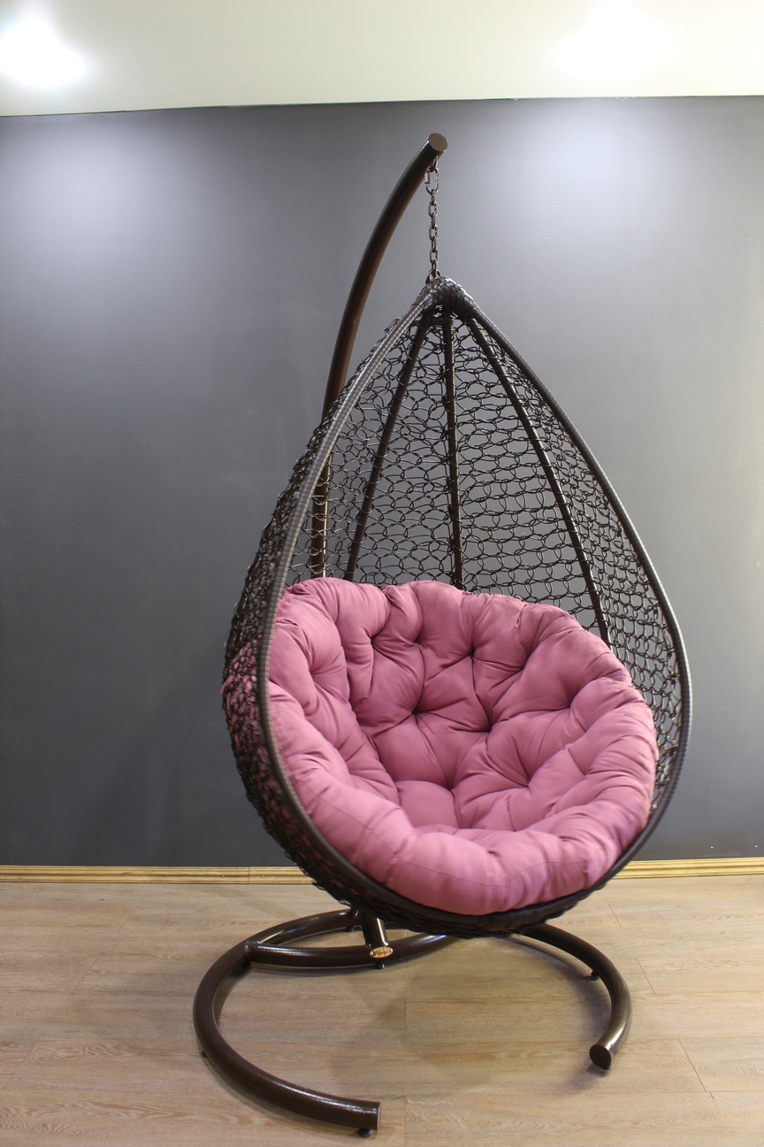 Подвесное кресло Молекула КОМФОРТ цвет коричневый с розовой подушкой