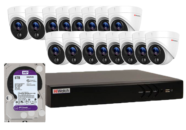 Комплект видеонаблюдения "Большой склад", 16 камер DS-T213, видеорегистратор DS-H316/2QA