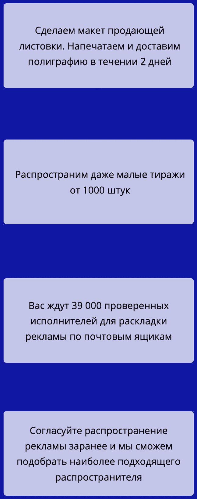 Распространение листовок по почтовым ящикам в СПб описание услуг