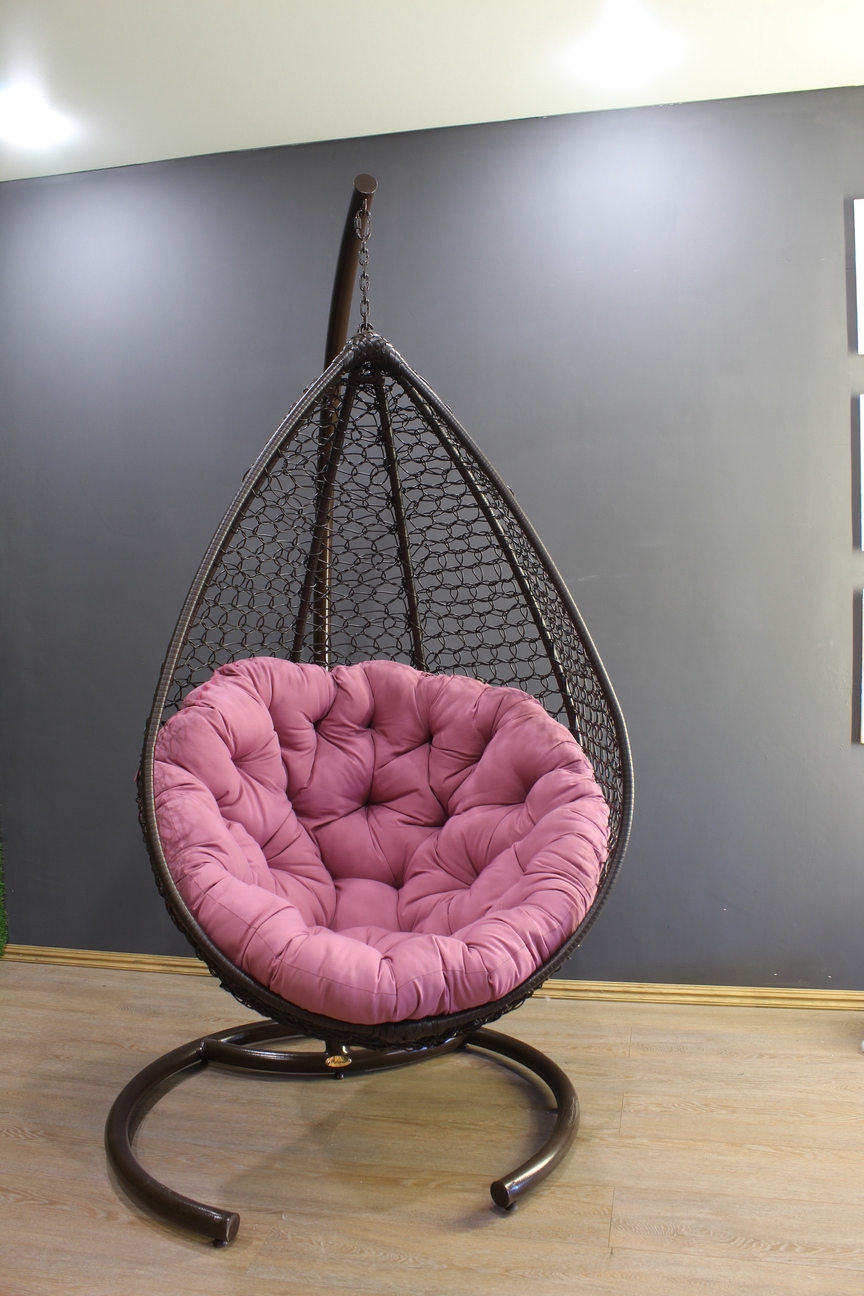Подвесное кресло Молекула КОМФОРТ_2 цвет коричневый с розовой подушкой
