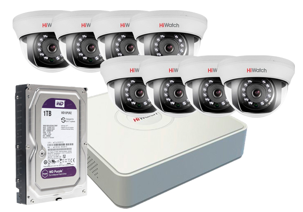Комплект видеонаблюдения "Магазин у дома", 8 камеры ds-t101, видеорегистратор DS-H108G