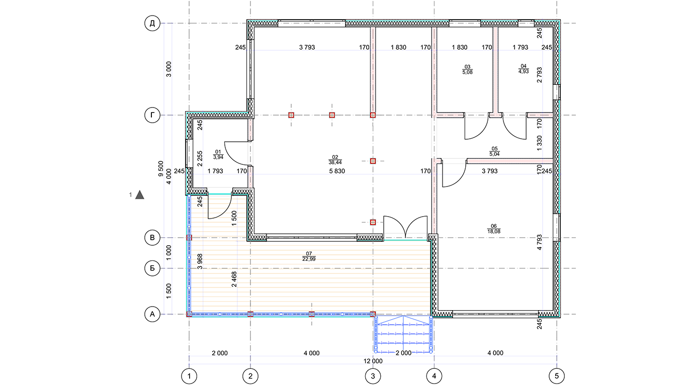 План первого этажа Lebus Rahmenhaus (Каркасный дом Лебус)