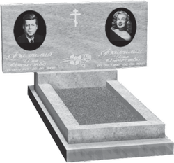 Горизонтальный мраморный памятник на двоих с гранитными медальонами