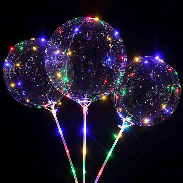 Прозрачные шары со светодиодами на палочке с воздухом баблс