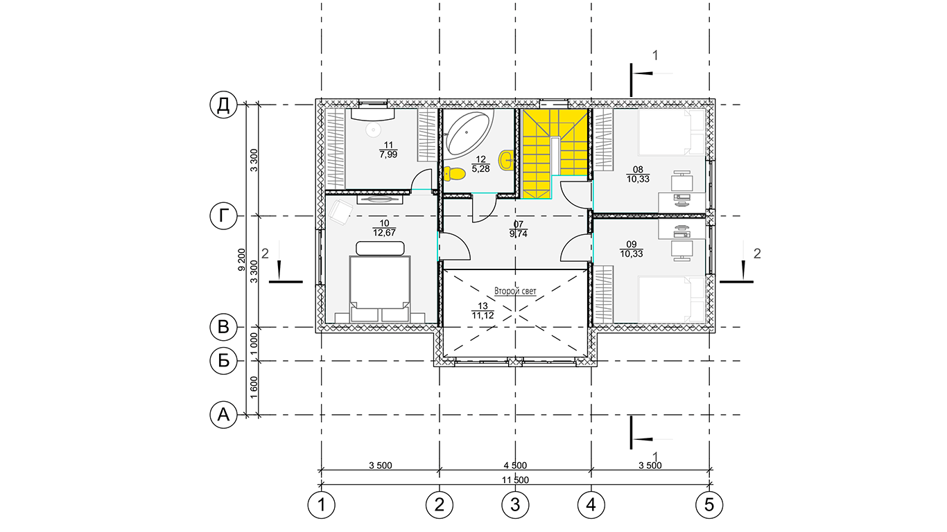 План второго этажа Leipzig Rahmenhaus  (Каркасный дом Лейпциг)