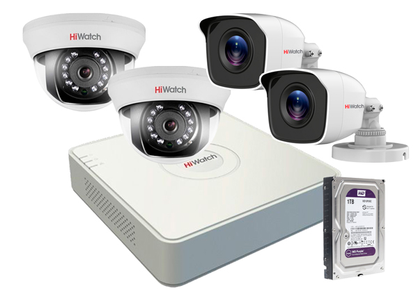 Комплект видеонаблюдения "Мини склад", 2 камеры DS-T101, 2 камеры DS-T110, видеорегистратор DS-H104G