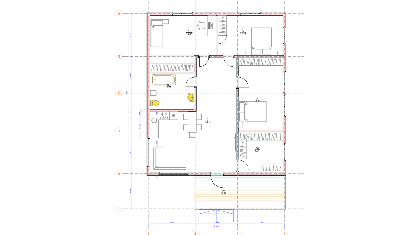 План первого этажа Buttel Rahmenhaus (Каркасный дом Буттель)