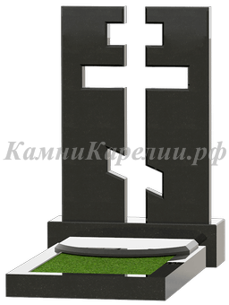 Гранитный памятник с вырезанным крестом , карельский гранит