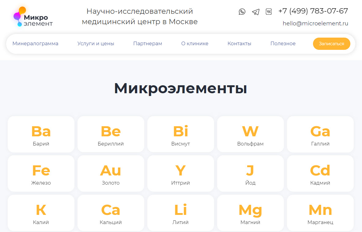Микроэлементы в МЦ Микроэлемент | microelement.ru