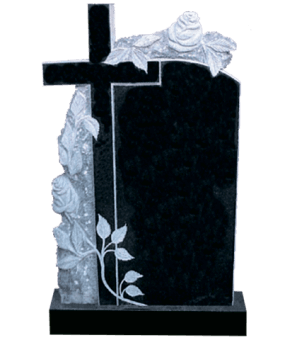 Гранитный памятник с крестом и розами
