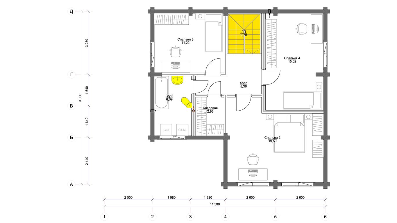 План второго этажа Wolfsburg 1.0 (Дом Вольфсбург)