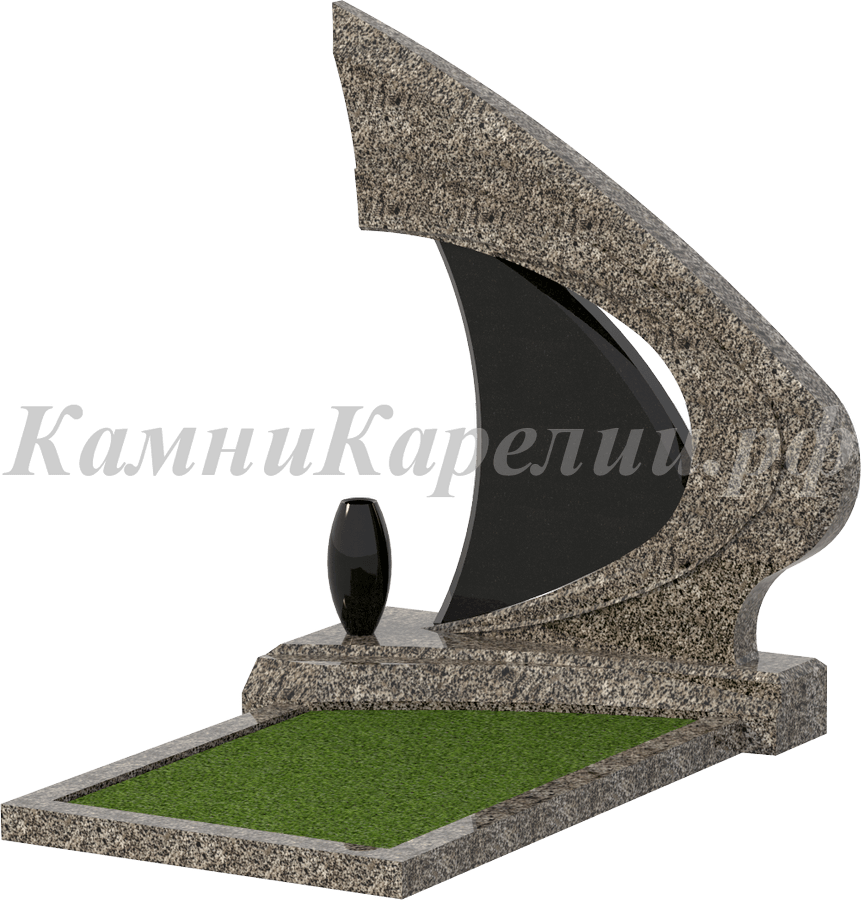 Памятник в виде паруса с вставкой карельского гранита , Покостовский и карельсий гранит