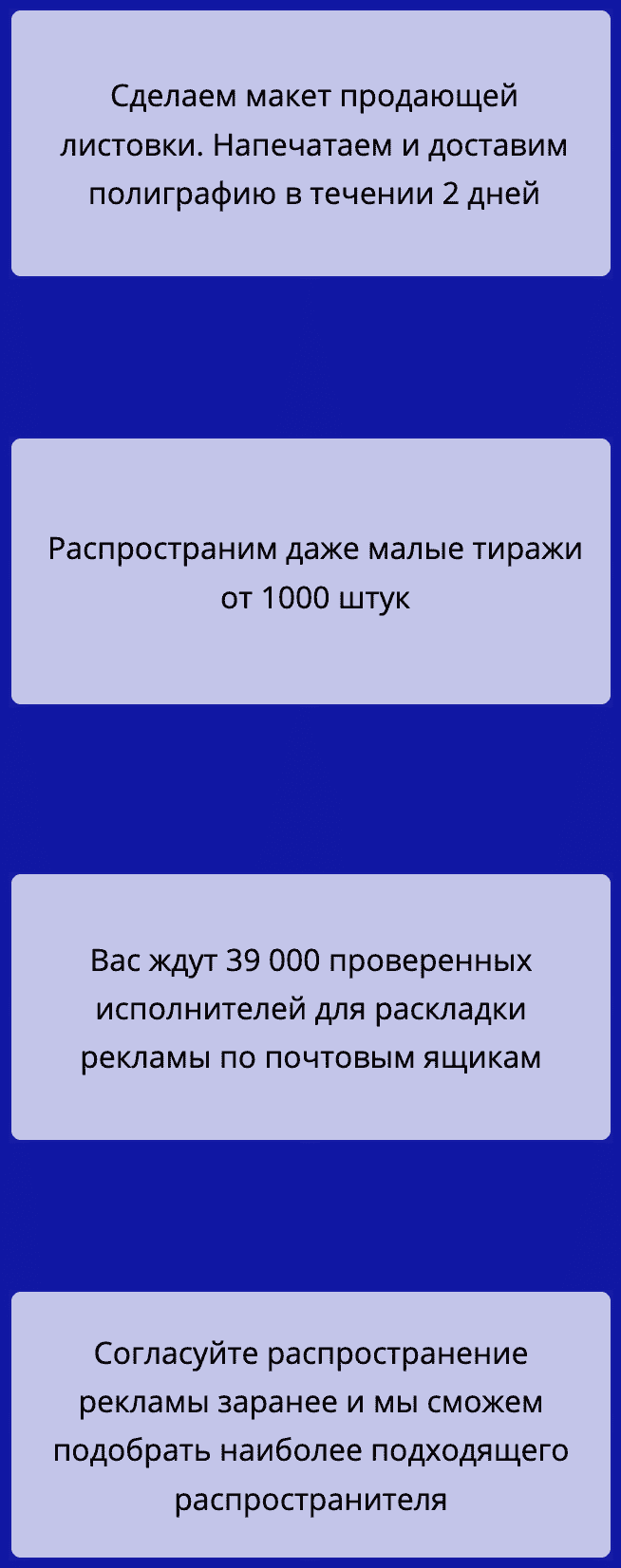 Распространение листовок по почтовым ящикам в Москве описание услуг