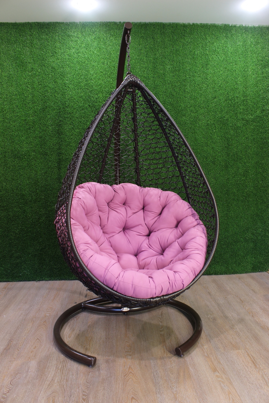 Подвесное кресло Молекула КОМФОРТ_3 цвет коричневый с розовой подушкой