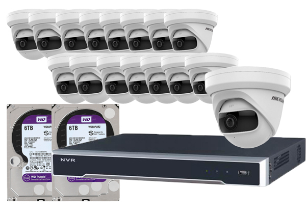 Комплект видеонаблюдения "Большой склад 1000 кв/м +", 16 камер DS-2CD2345G0P-I, видеорегистратор DS-7616NI-I2/16P