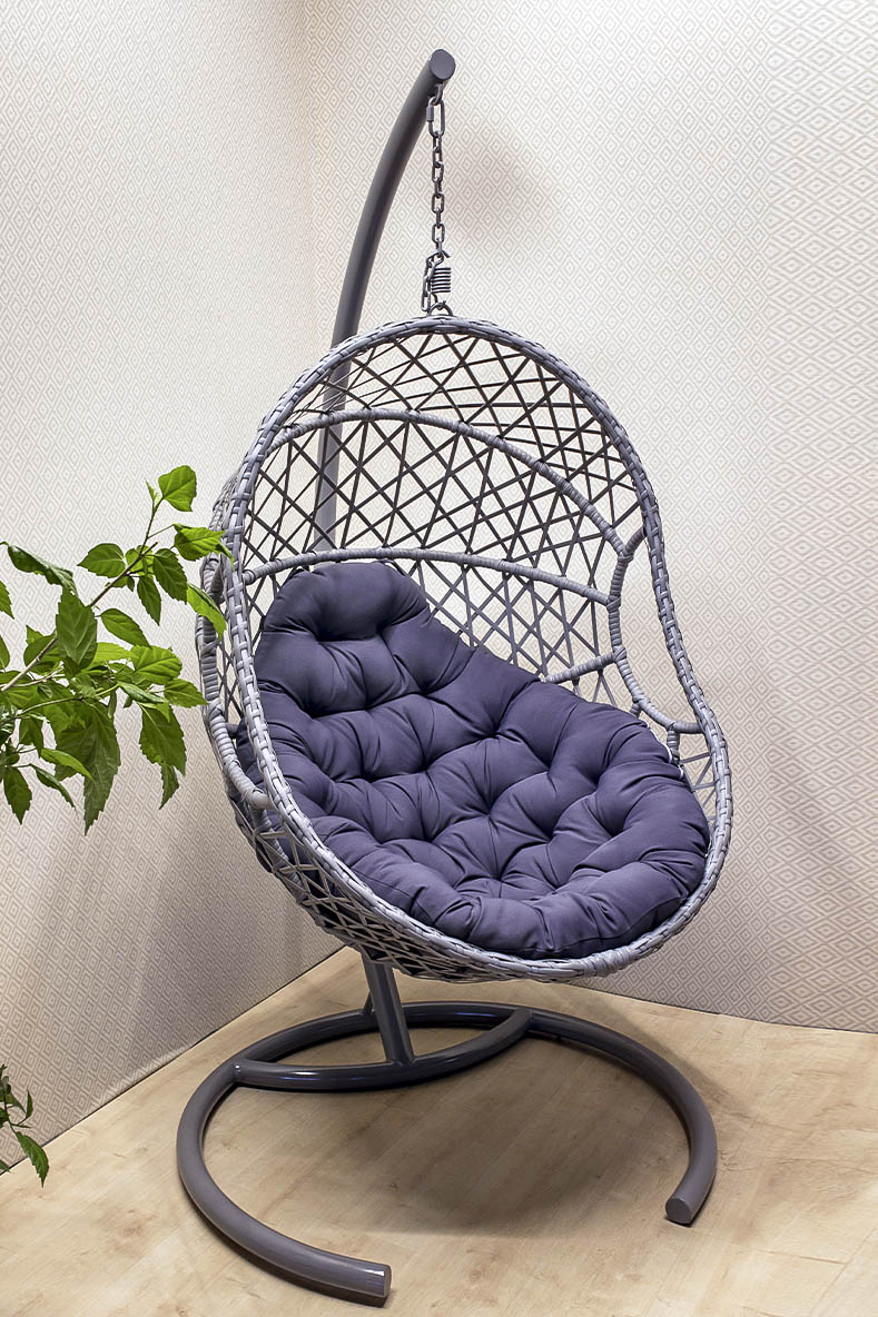 Подвесное кресло ОВАЛ цвет сиреневый с сиреневой подушкой