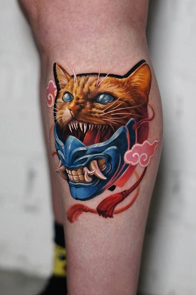 татуировка кот цветной в новосибирске