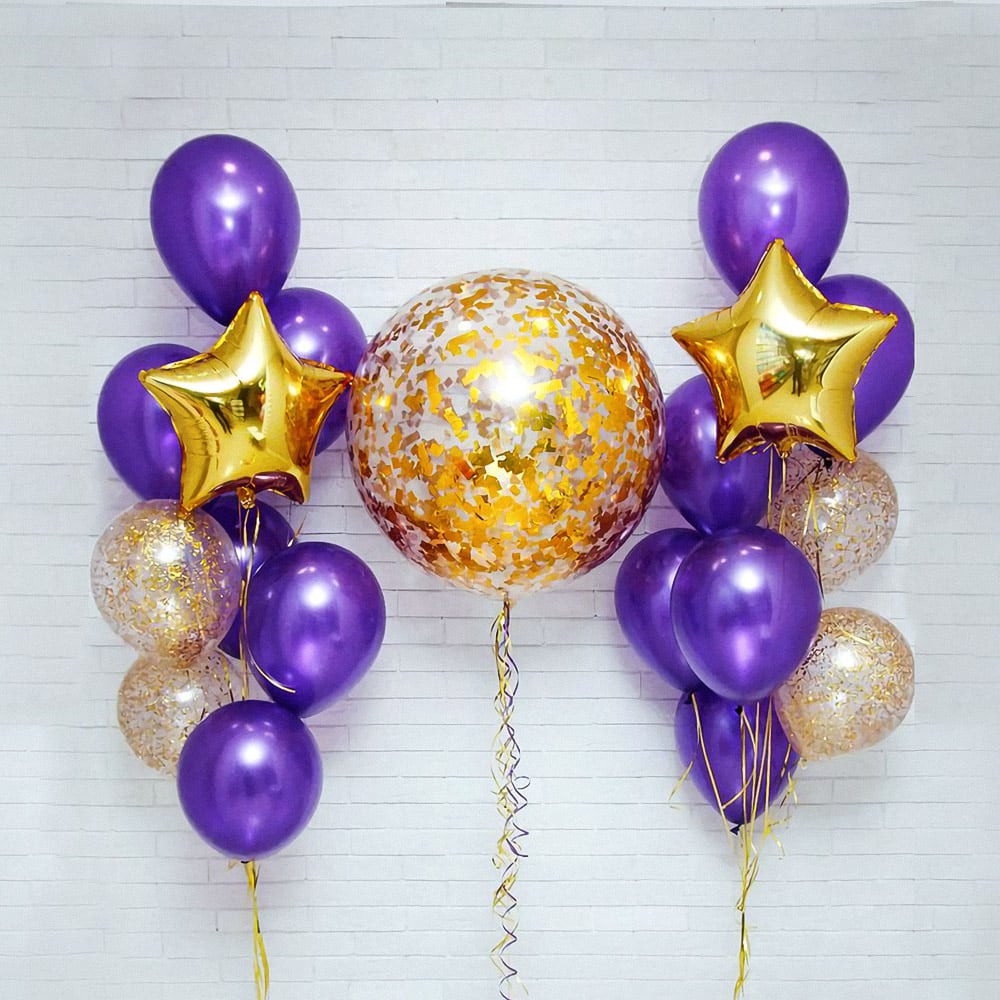 Фиолетово-золотой набор шаров маме