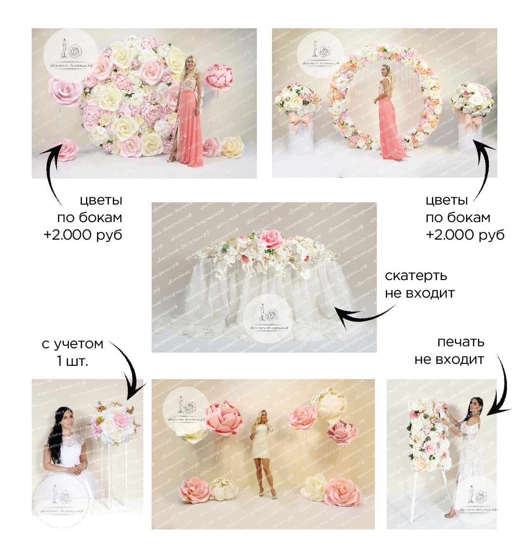 Украшение свадебного зала в розовых и белых цветах