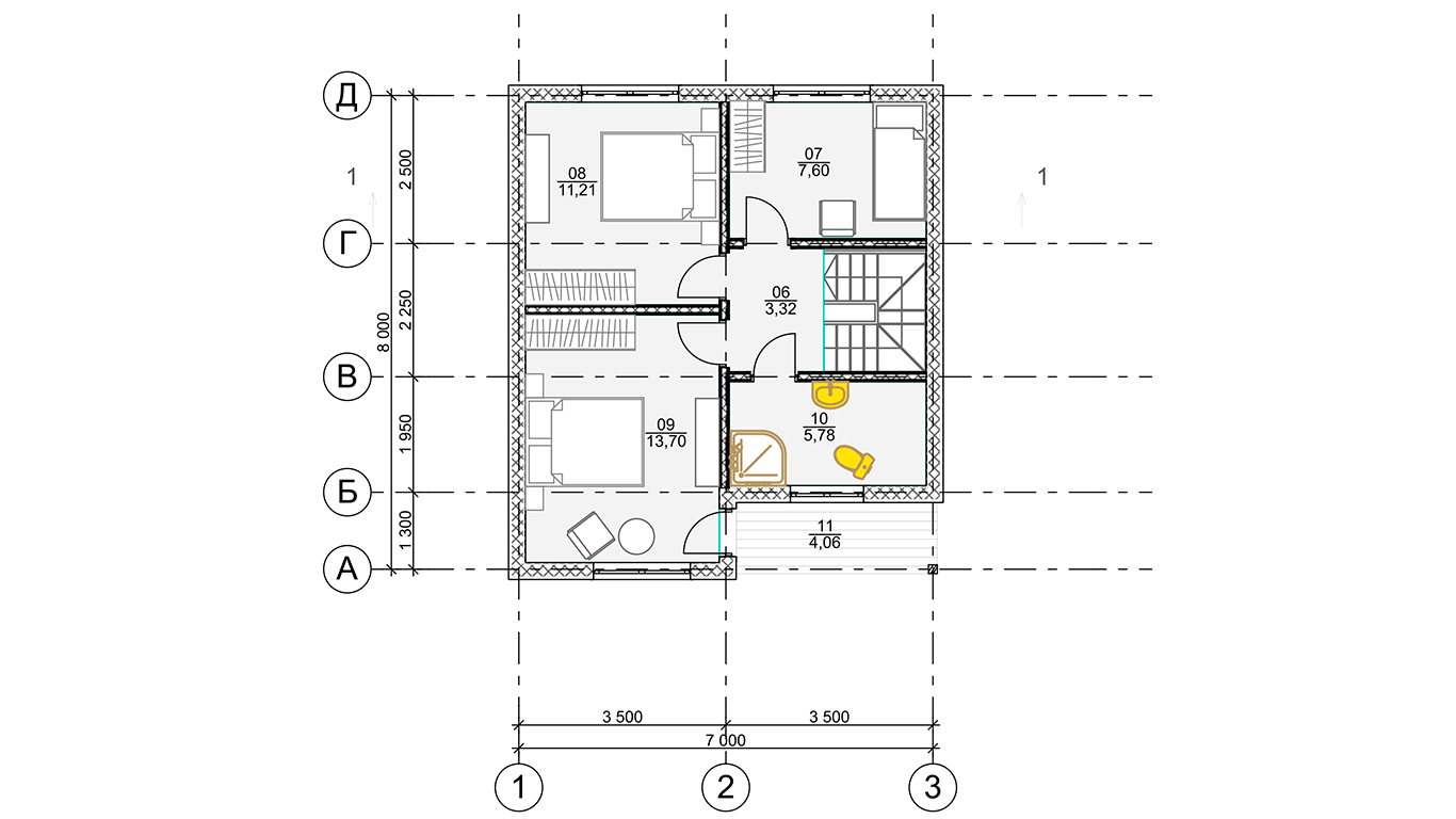 План второго этажа Koln 1.0 Rahmenhaus (Каркасный дом Кельн 1.0)