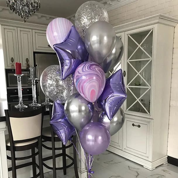 Букет шаров в фиолетовом цвете