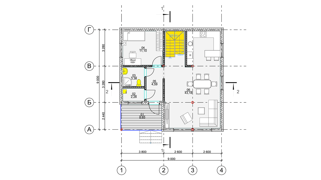 План первого этажа Wolfsburg Rahmenhaus  (Каркасный дом Вольфсбург)