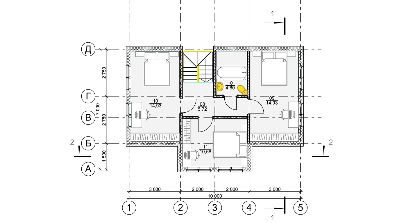 План второго этажа Osterburg Rahmenhaus (Каркасный дом Остерберг)