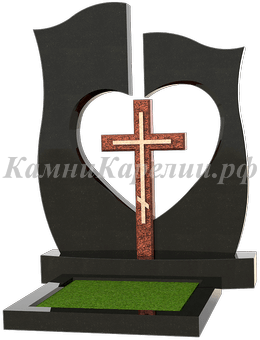 Памятник гранитный с вырезом сердца, карельский гранит
