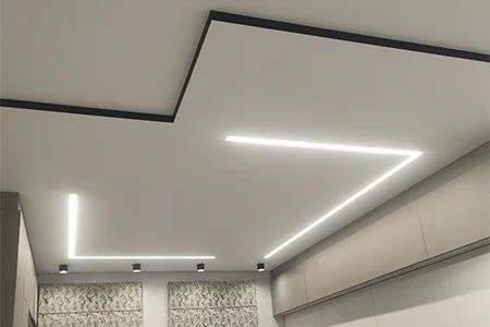 Двухуровневые потолки с разделением зон освещения