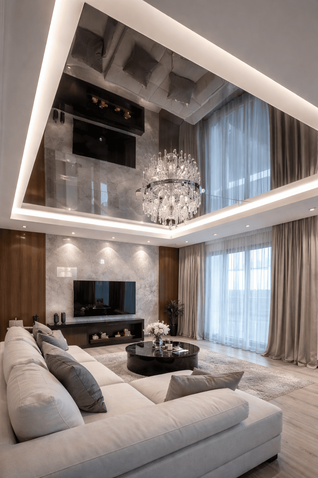 натяжной потолок с точечными светильниками с точечными светильниками