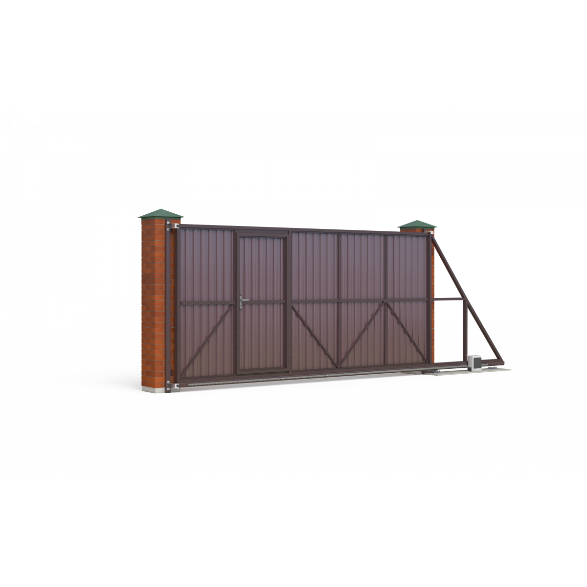 Откатные ворота с встроенной калиткой