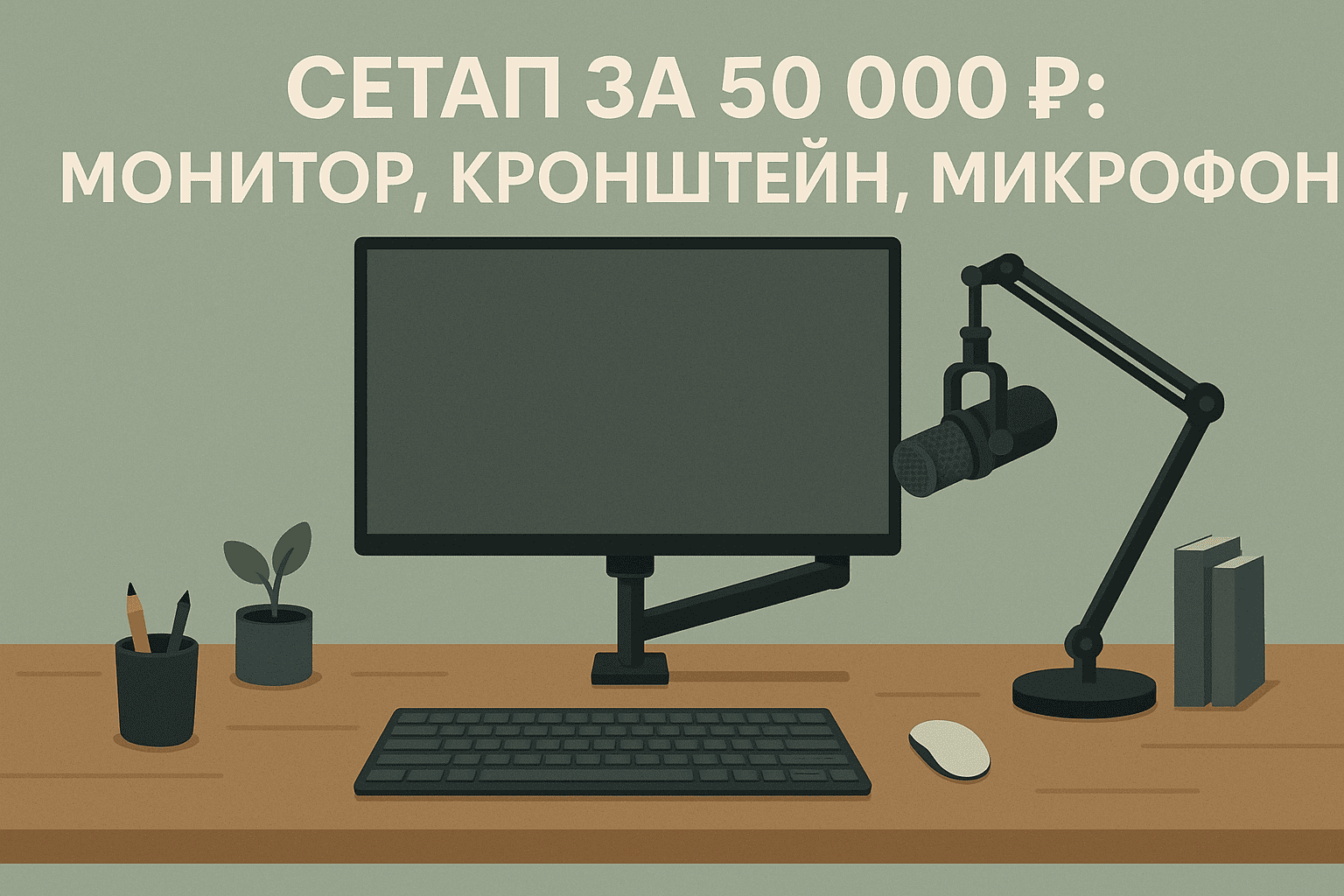 Сетап за 50 000 ₽: монитор, кронштейн, микрофон