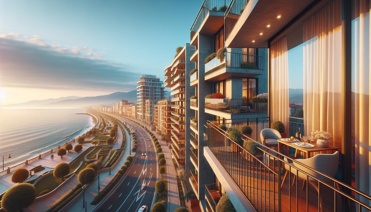 Панорамный вид на жилой комплекс у моря в Батуми