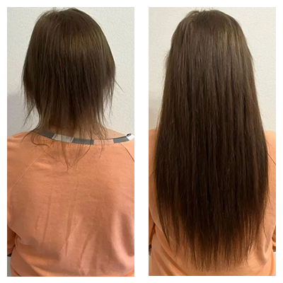 Ленточное наращивание волос — пример работы мастера | ELZA Видное Пример работы мастера — ленточное наращивание волос, естественный объём и длина, ELZA Видное