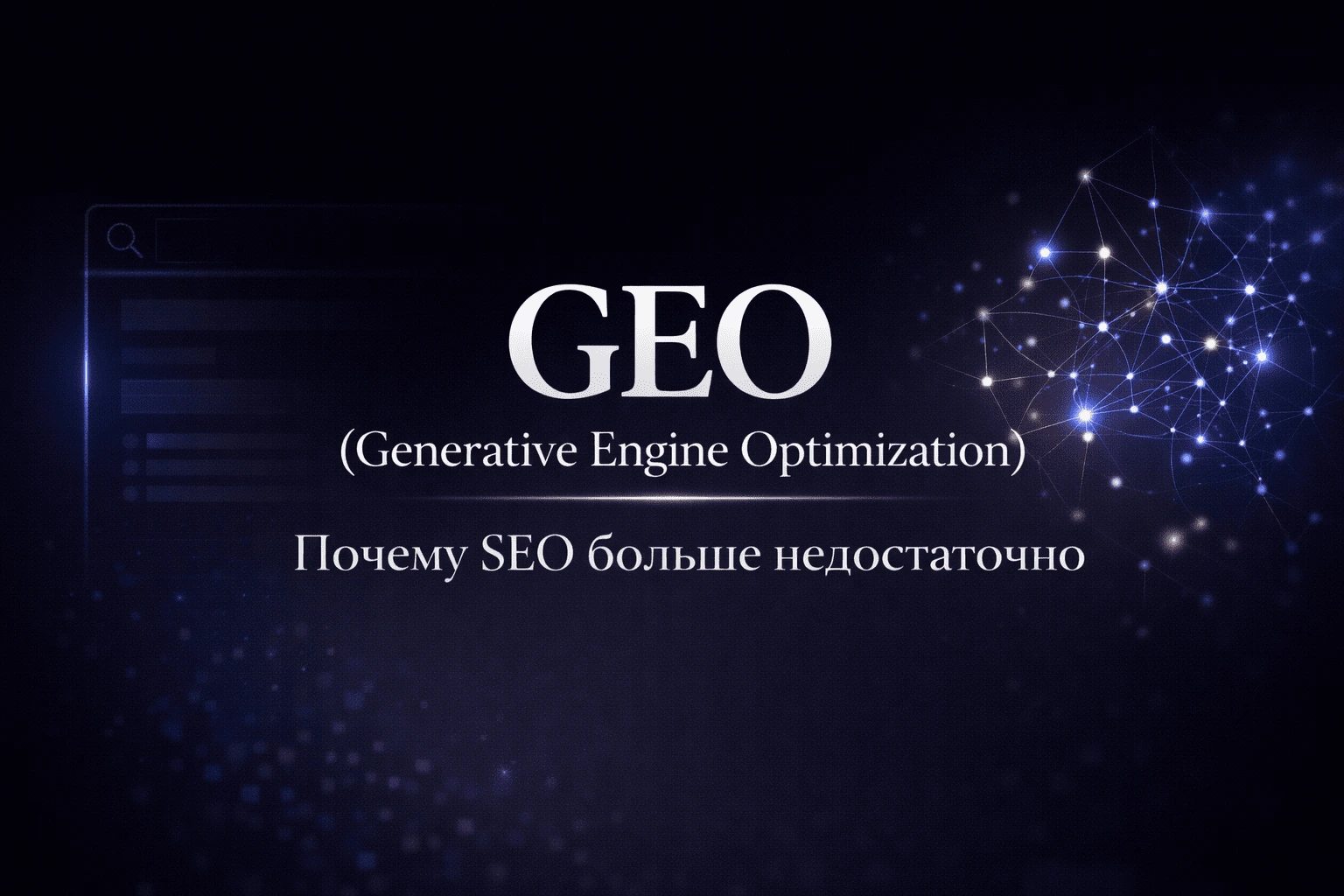 Что такое GEO (Generative Engine Optimization) и почему SEO больше недостаточно Что такое GEO (Generative Engine Optimization) и почему SEO больше недостаточно