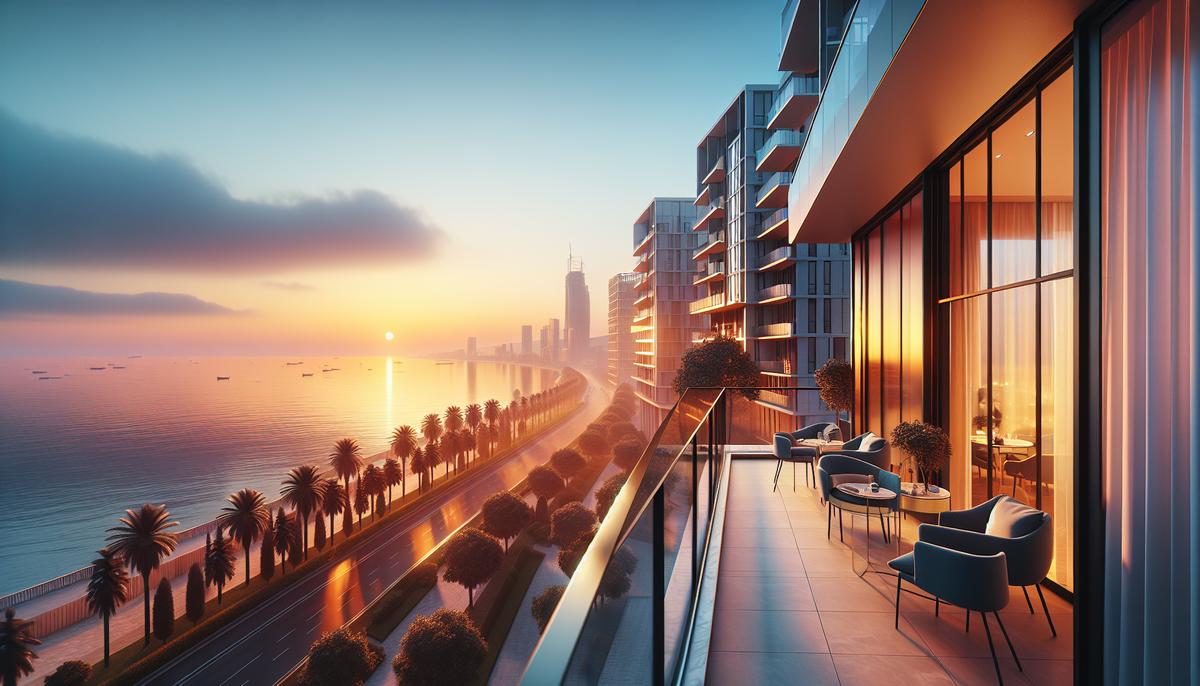 Квартира с видом на море в Батуми, терраса и набережная