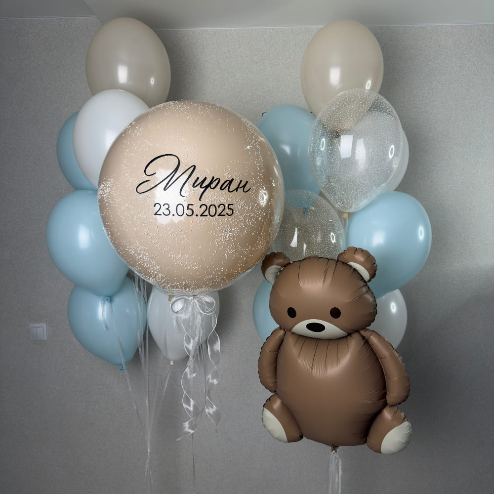 Оформление для мальчика с Мишкой и Метрикой