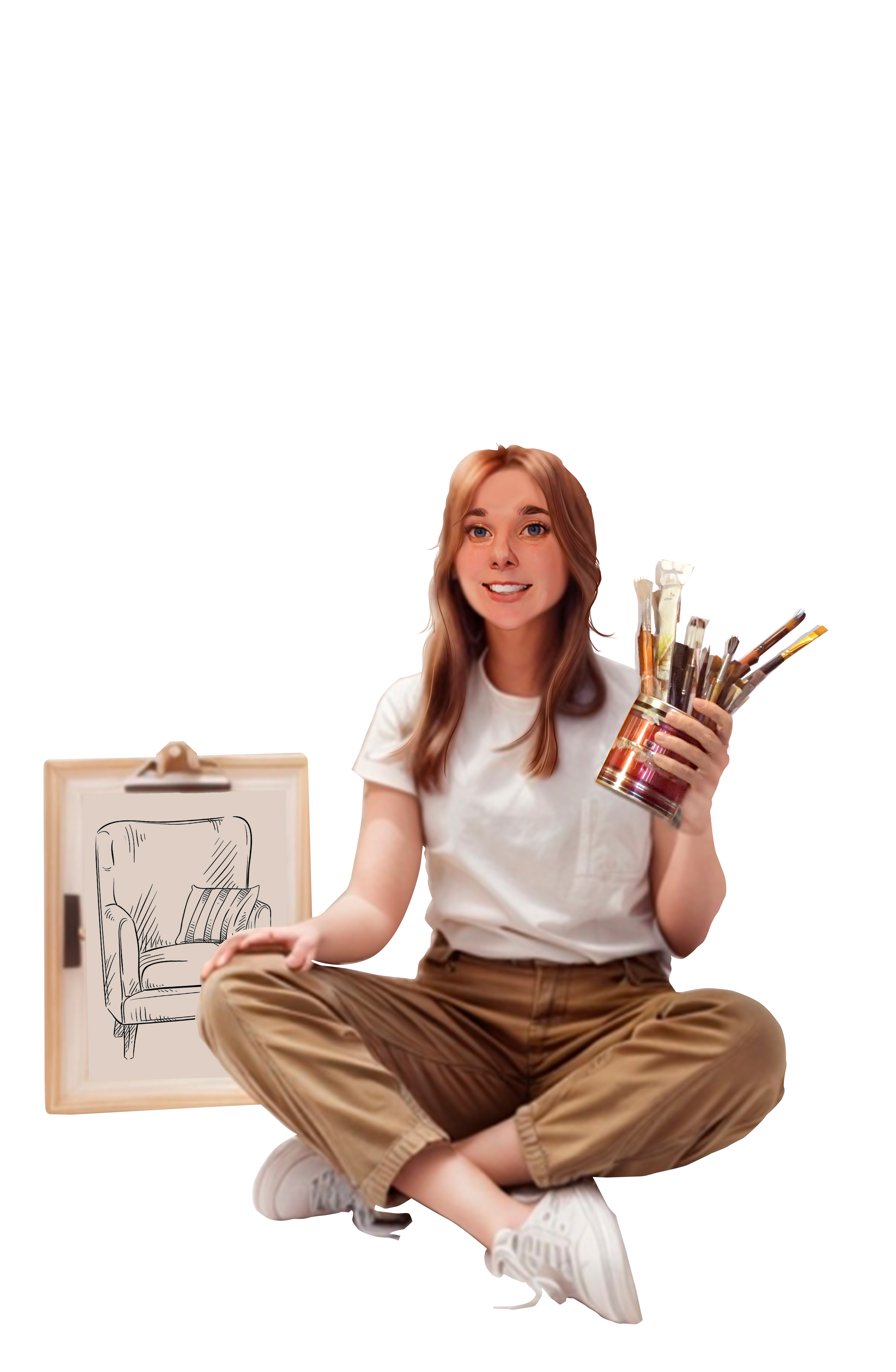 Проектирование мебели Девушка в процессе творческом