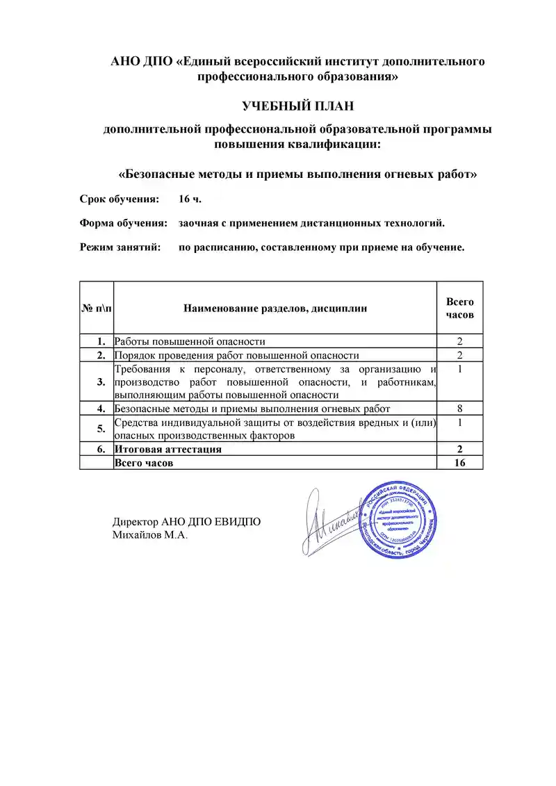 Удостоверение Безопасные методы и приемы выполнения огневых работ |  Онлайн-обучение