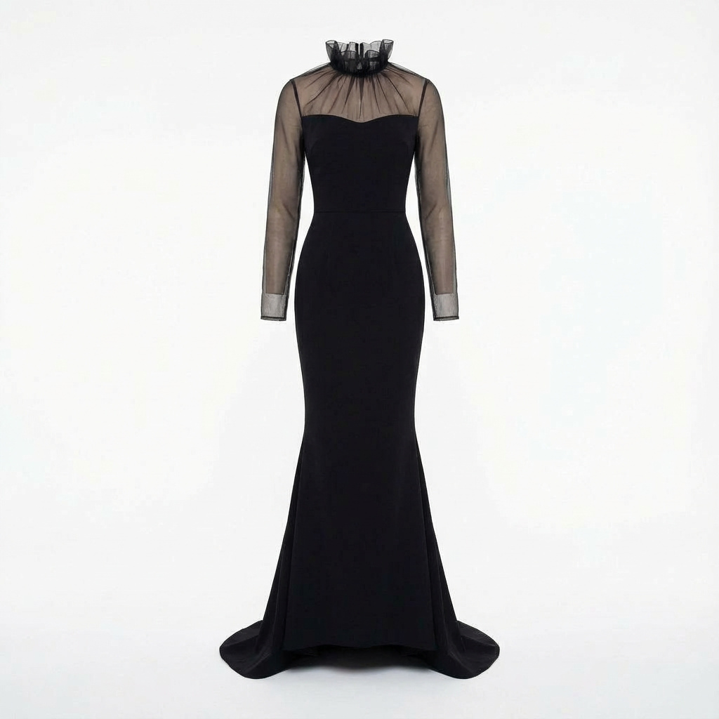 Платье из шёлкового бархата со шлейфом