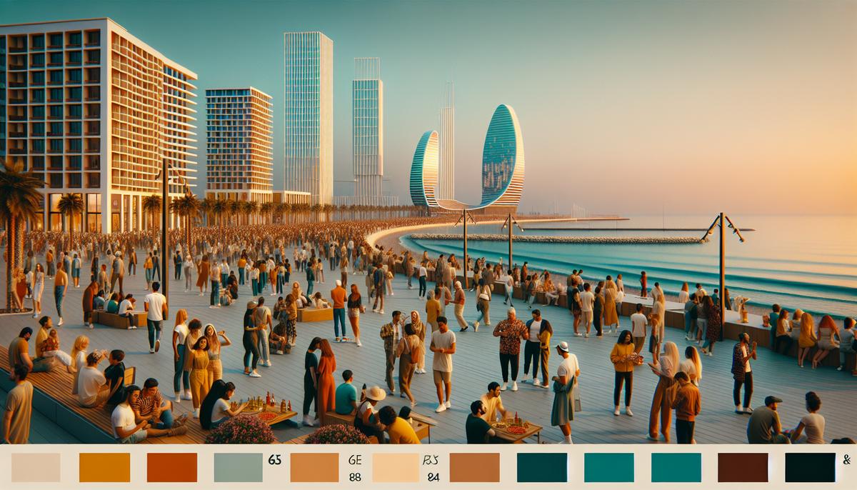 Люди на морском фестивале в Батуми у набережной вечером, уютная атмосфера